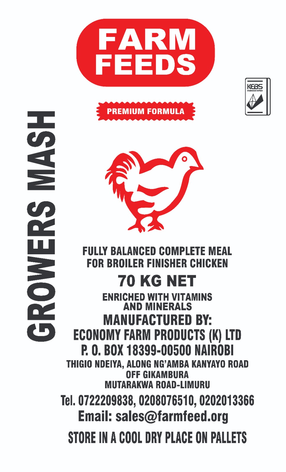 Well balanced for energy, proteins, vitamins, and minerals to ensure pullets attain a minimum of 1.5 kgs live weight at the point of lay, so as to quickly reach peak production and maintain high production for a long time.
Also contains Coccidistat for the prevention of coccidiosis in the growing pullets.
